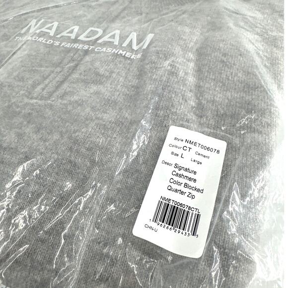 Naadam Signature Cashmere Color Blocked Quarter Zip Sweatshirt Size L - Picture 4 of 14